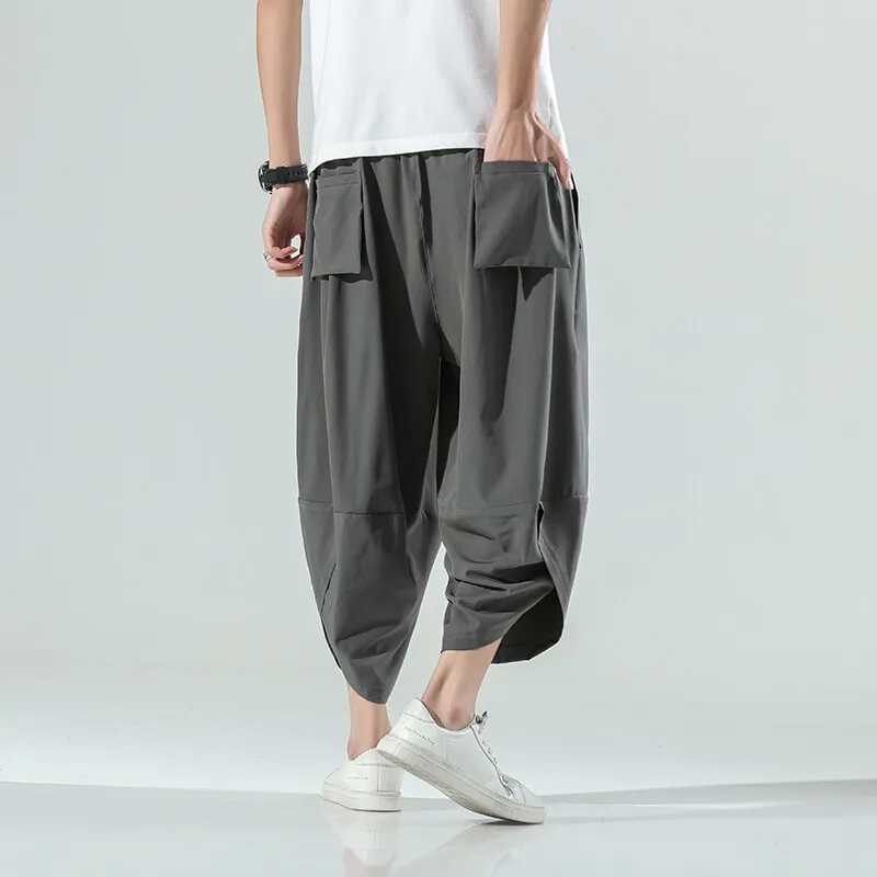 Herren Haremshose Chinesischer Stil Streetwear Vintage Wadenlang Sommerhose