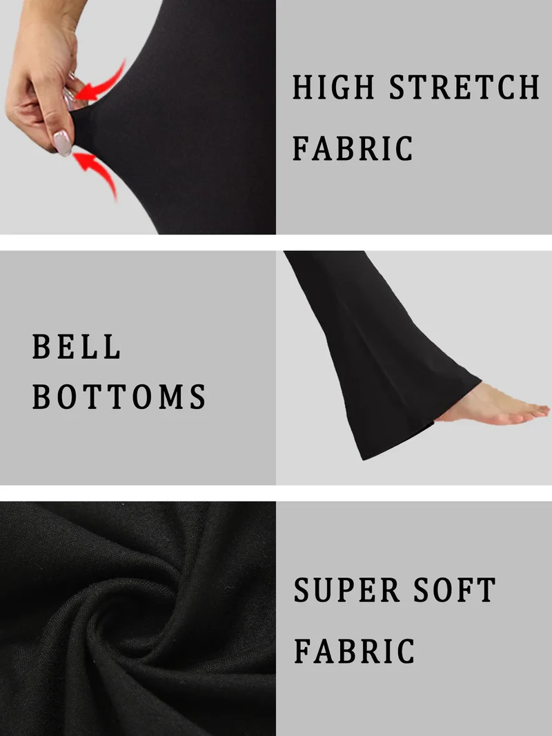 Damen Schlaghose Leggings hohe Taille Bauchweg Yoga Fitness Workout Bootcut