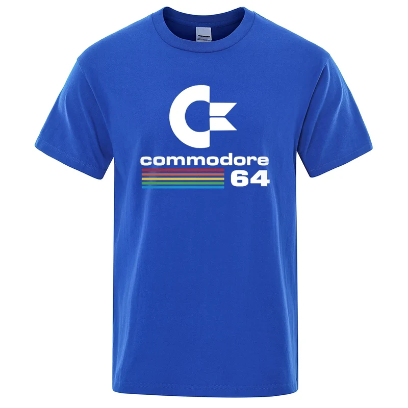 Herren T-Shirt Commodore 64 Retro Print Baumwolle Kurzarm Sid Amiga Straßenmode