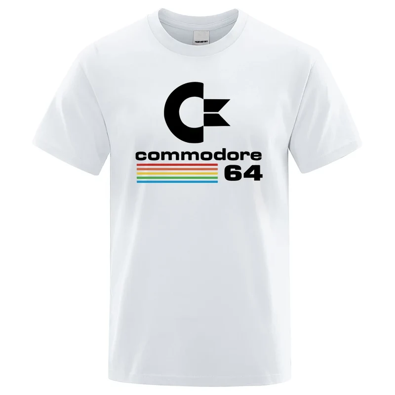 Herren T-Shirt Commodore 64 Retro Print Baumwolle Kurzarm Sid Amiga Straßenmode