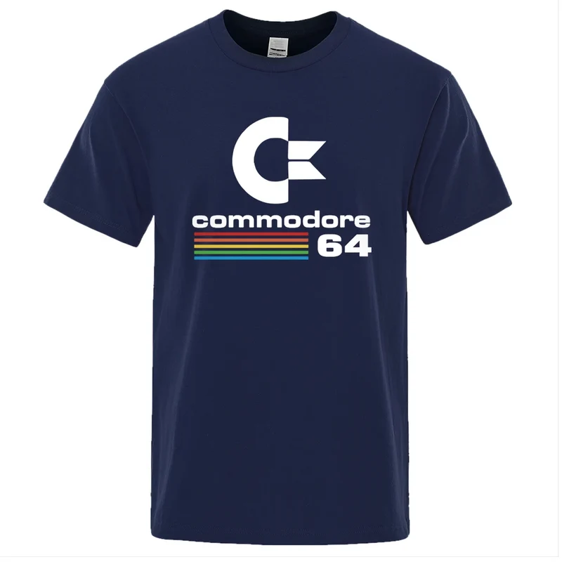 Herren T-Shirt Commodore 64 Retro Print Baumwolle Kurzarm Sid Amiga Straßenmode