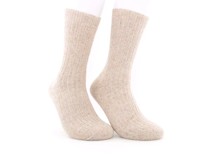2 Paar Wollsocken mit Seide beige