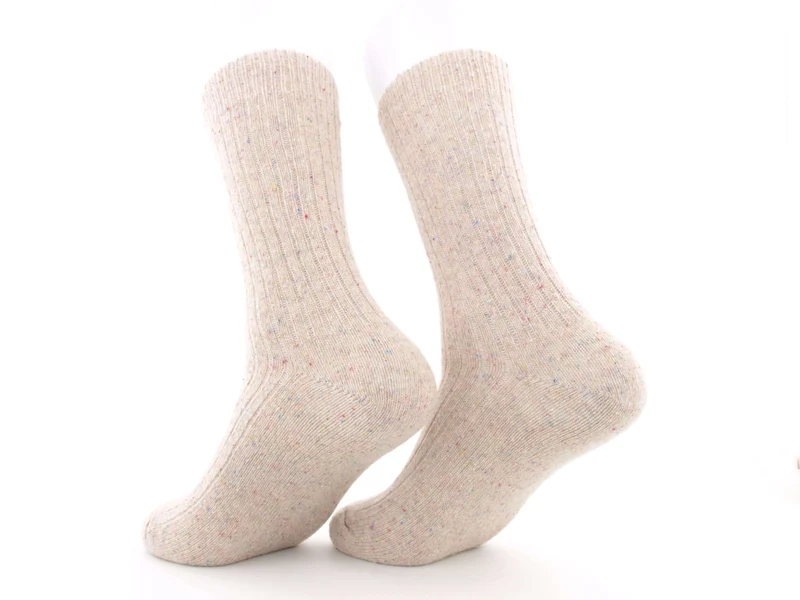 2 Paar Wollsocken mit Seide beige