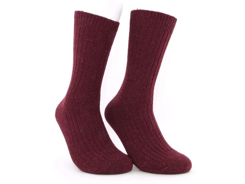 2 Paar Wollsocken mit Seide bordeaux