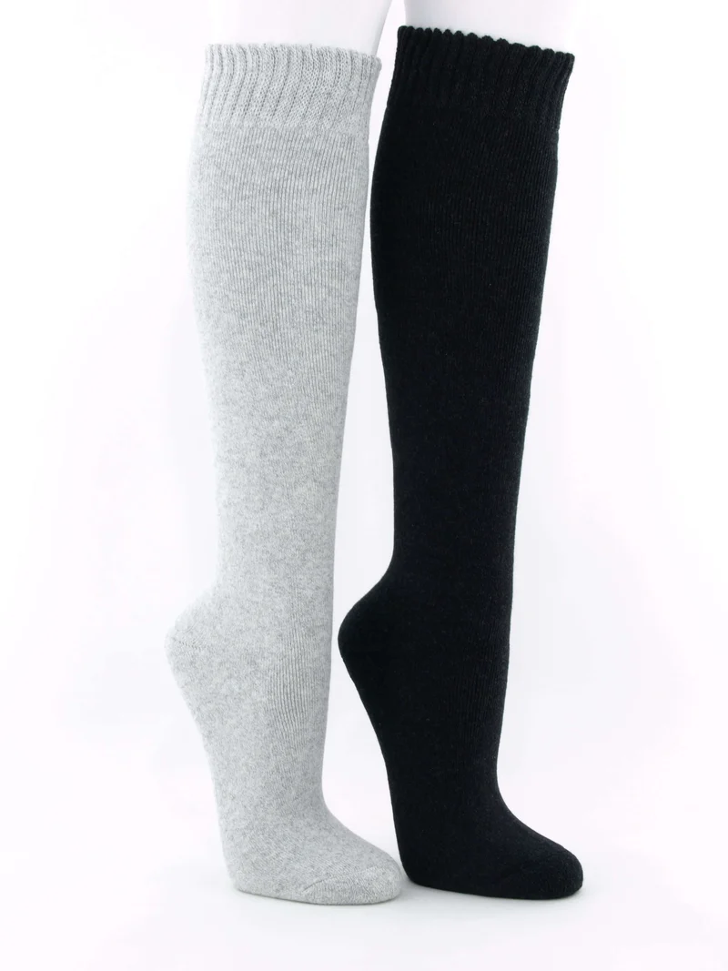 2 Paar Thermo Kniestrümpfe Damen anthrazit