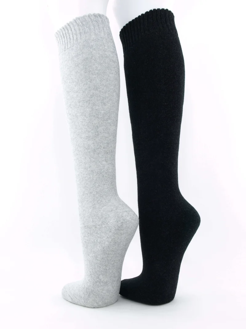 2 Paar Thermo Kniestrümpfe Damen anthrazit