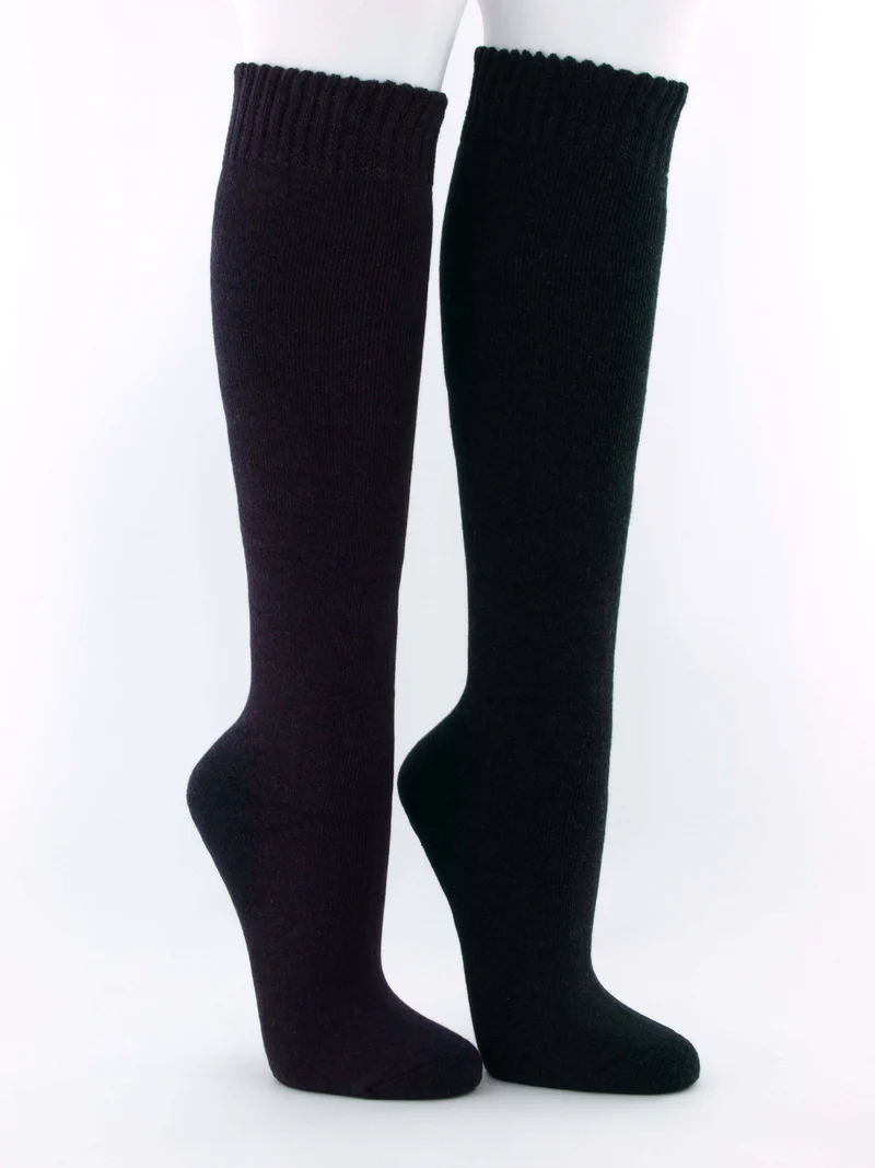 2 Paar Thermo Kniestrümpfe Damen Aubergine