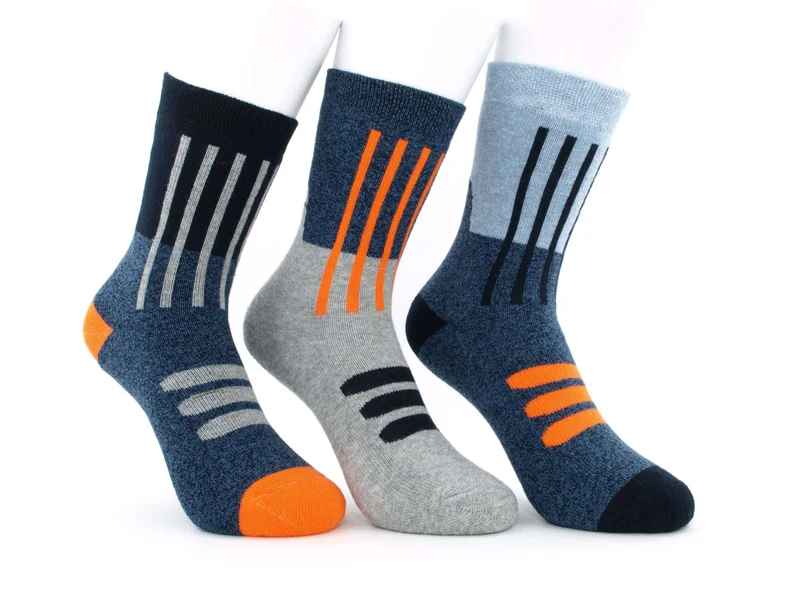 3 Paar Bootsocks Kinder jeans/orange
