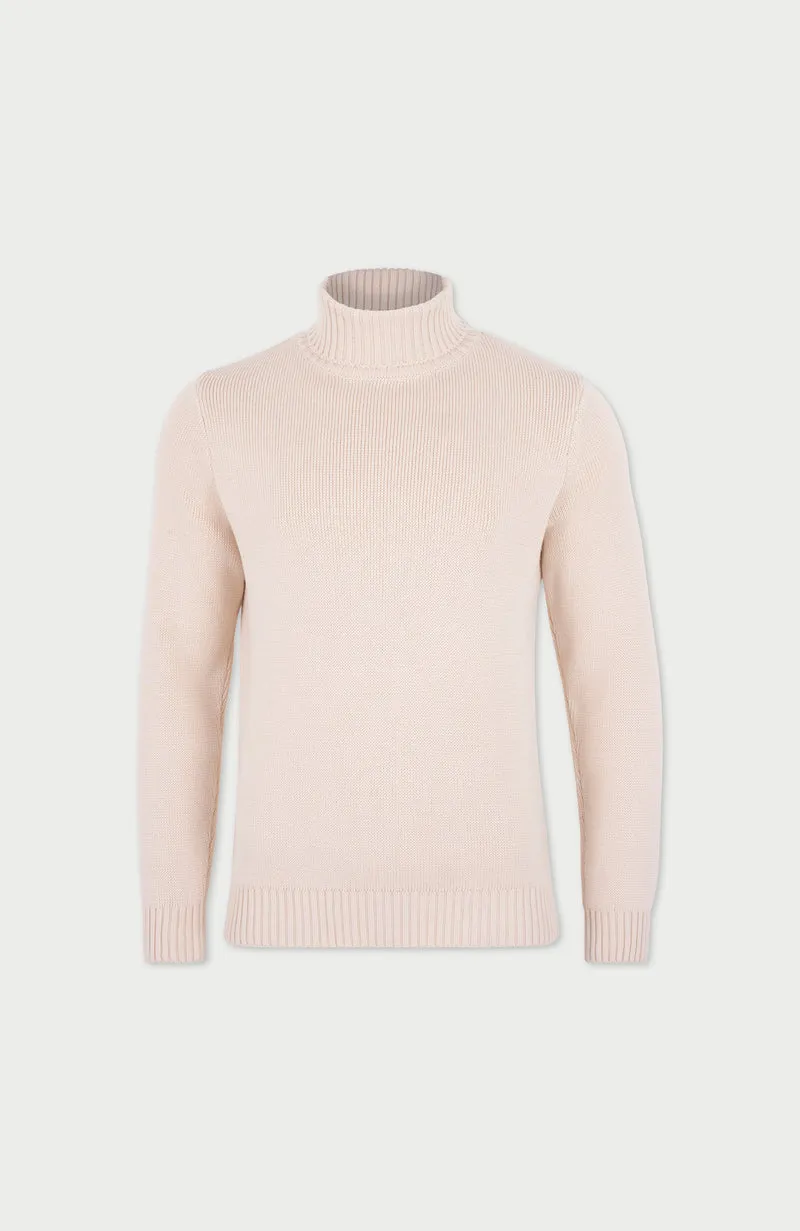 Mittelschwerer, taillierter Submariner-Rollkragenpullover aus 100 % Baumwolle für Herren