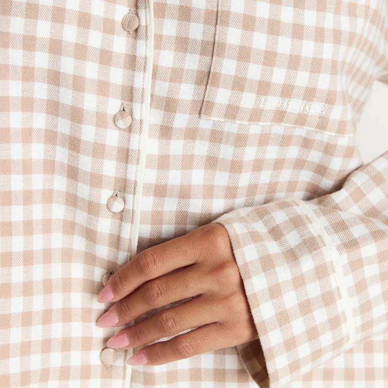 Gingham Pyjamahemd - Beige