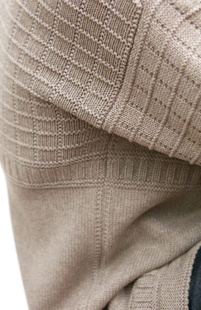 Mens Midweight Cotton Grid Knit Gansey Jumper