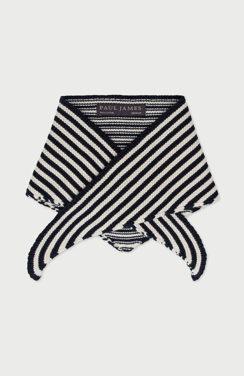 Cotton Garter Knit Striped Mini Neckerchief