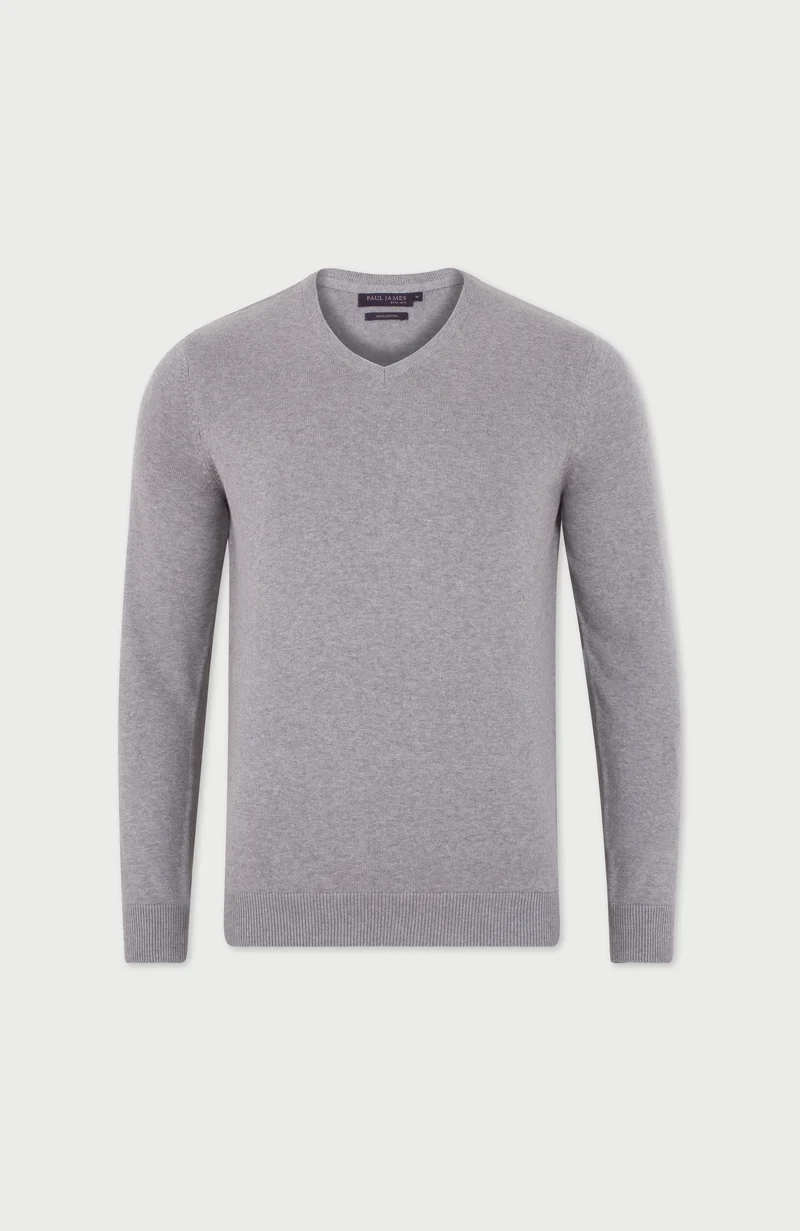 Herrenpullover aus 100 % Baumwolle mit V-Ausschnitt