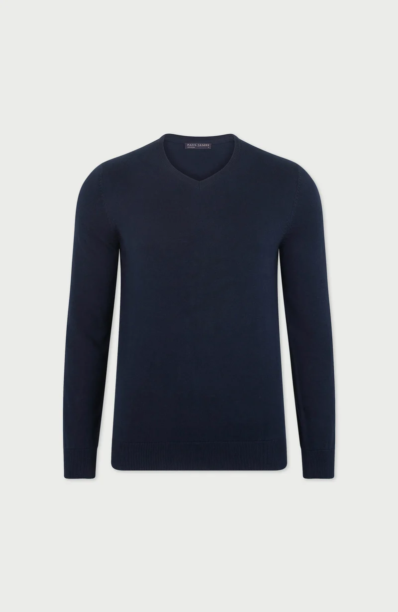 Herrenpullover aus 100 % Baumwolle mit V-Ausschnitt