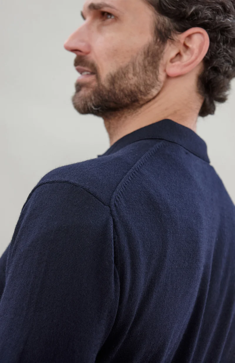 Langarm-Poloshirt aus extrafeiner Merinowolle für Herren