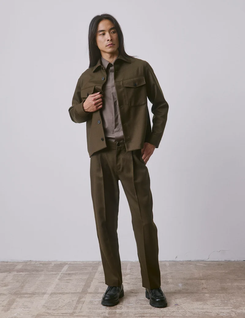 Veste Phileas en laine vierge kaki