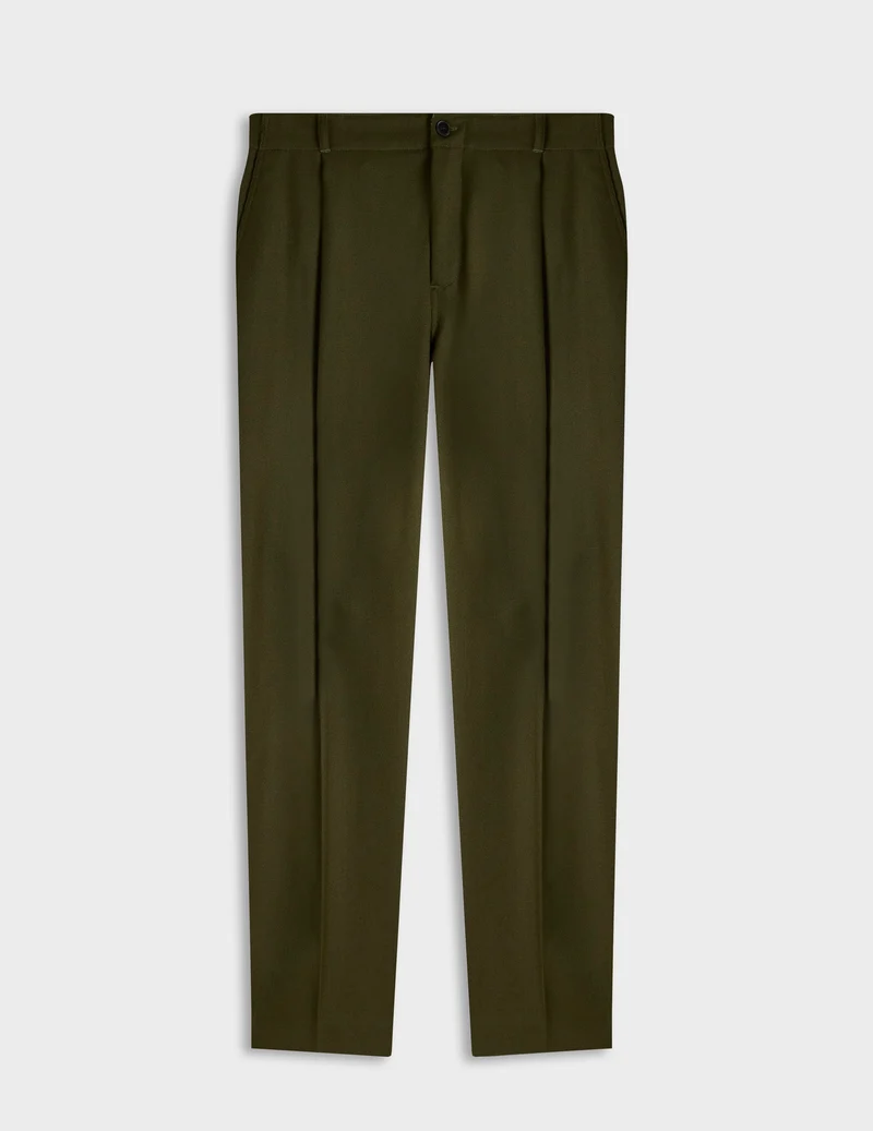 Pantalon Nataneo en laine vierge kaki