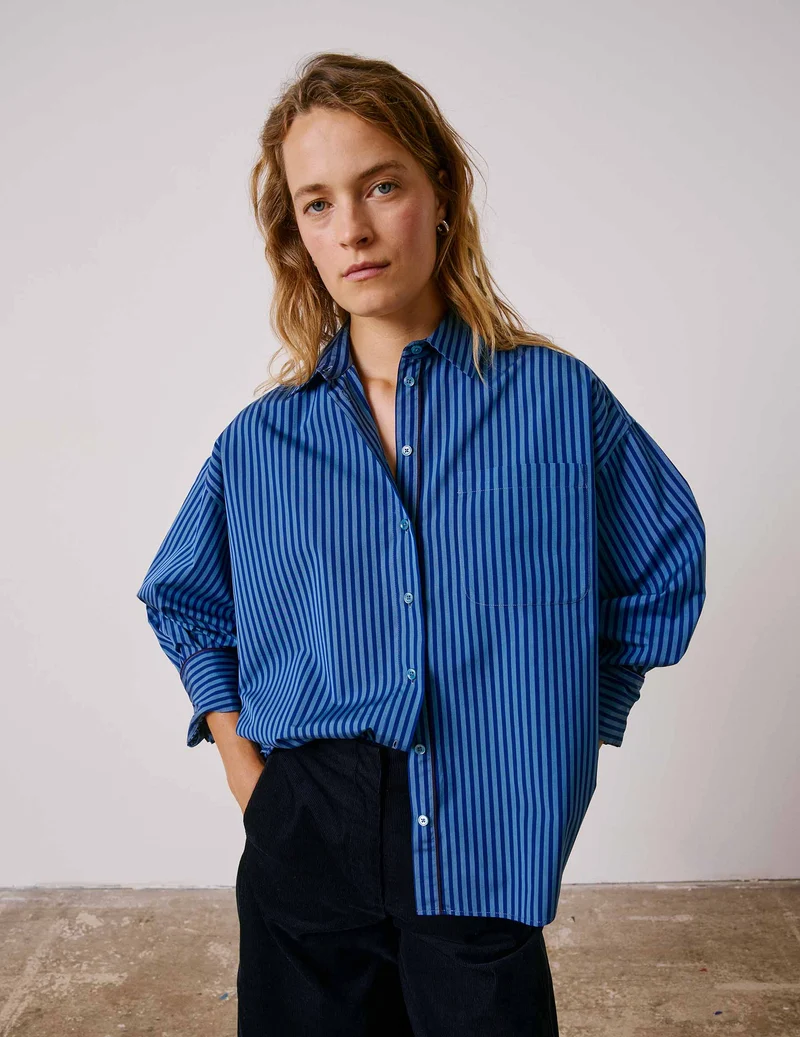 Chemise oversize Soffy rayée bleue