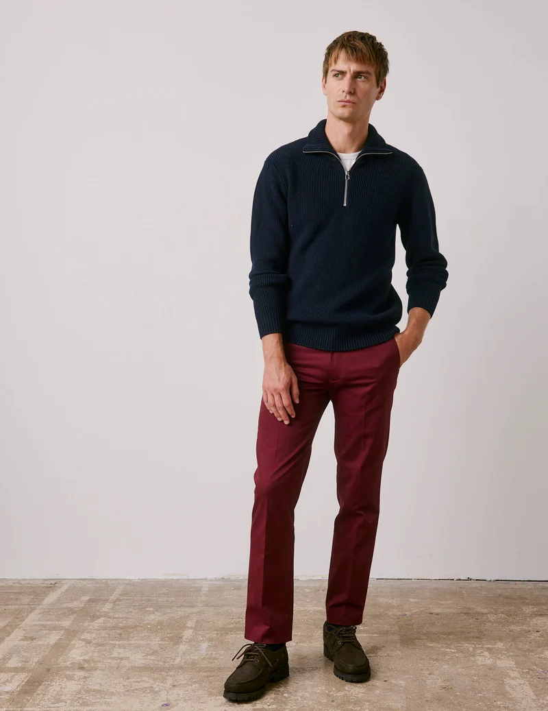 Chino Geofrey en twill de coton bordeaux