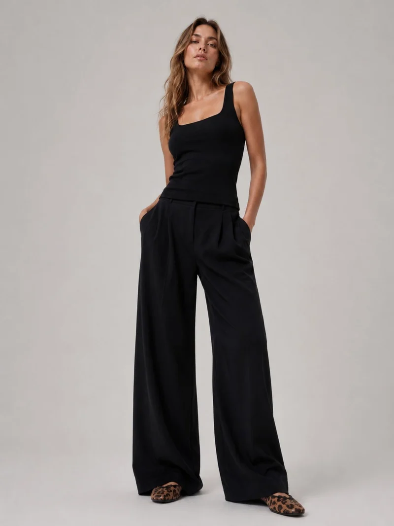 Bogilvy - LIV - Damenstoffhose mit weichem Griff, Mid-Waist, Black