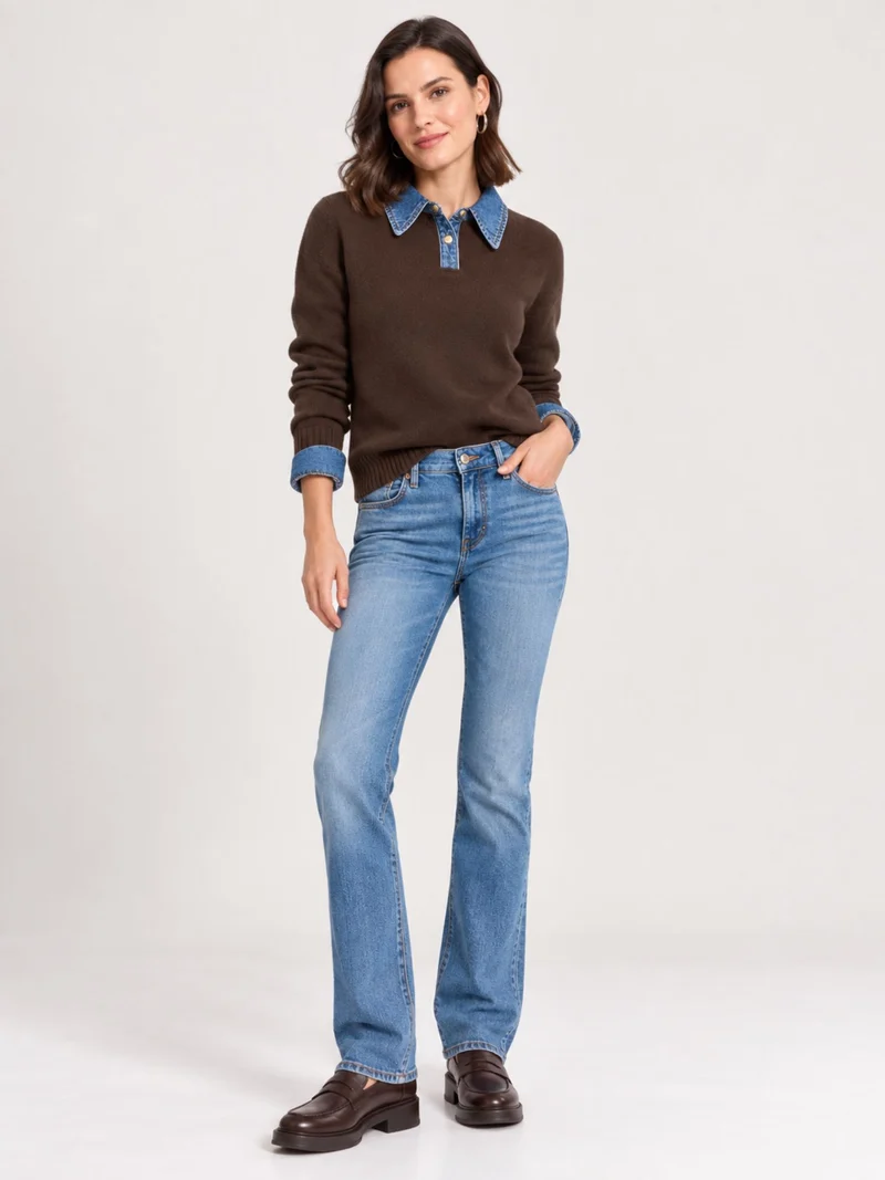 CROSS JEANS - ROSE Jeans, Straight Fit, Mid-Waist, Mid Blue