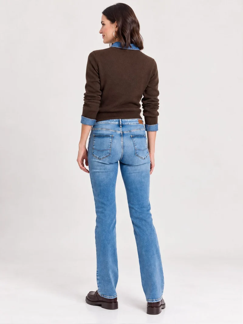 CROSS JEANS - ROSE Jeans, Straight Fit, Mid-Waist, Mid Blue