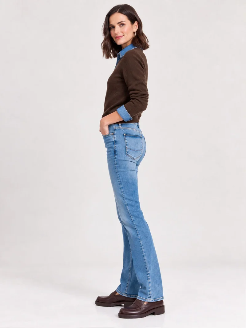 CROSS JEANS - ROSE Jeans, Straight Fit, Mid-Waist, Mid Blue