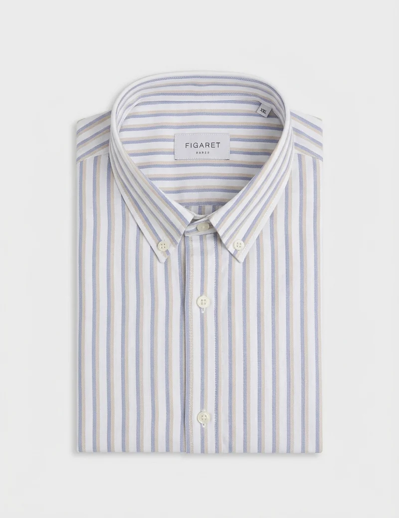 Chemise Gaspard rayée beige
