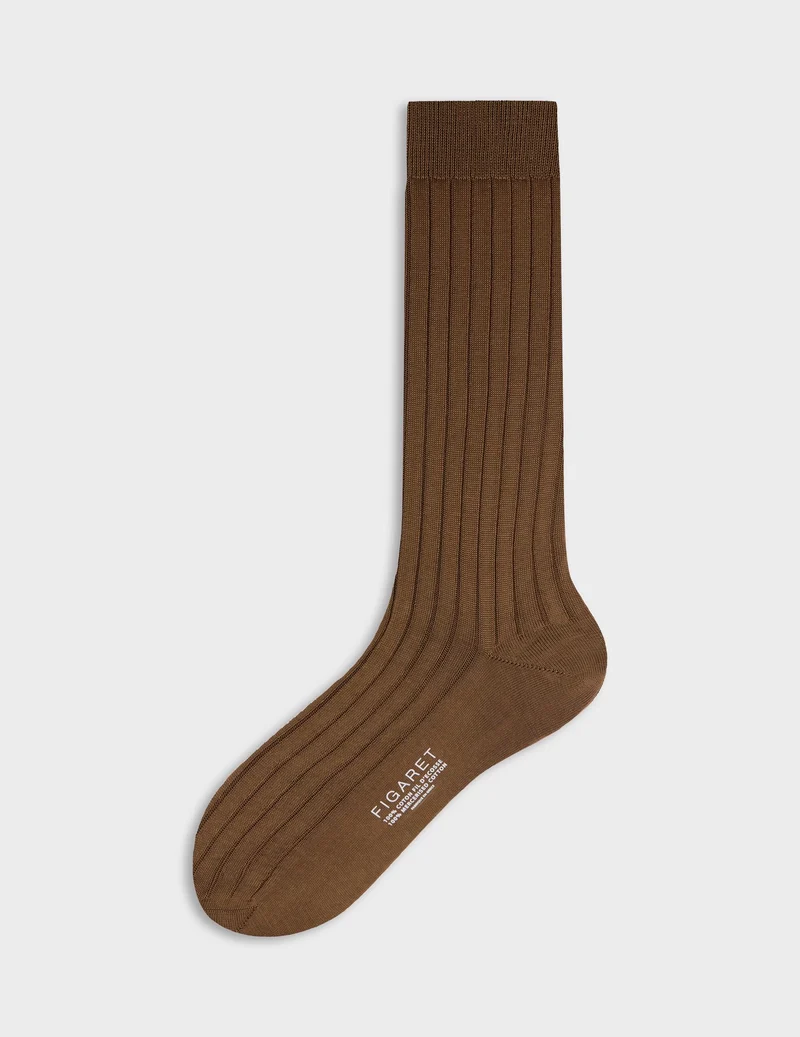 Chaussettes côtelées marron