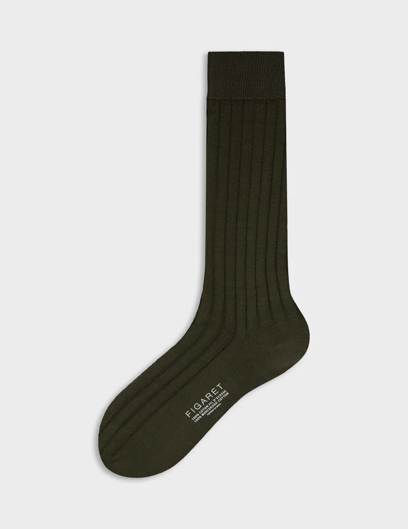 Chaussettes côtelées kaki