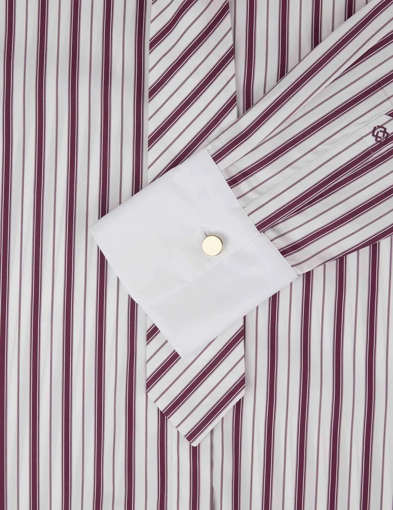 Chemise Naéline avec cravate amovible rayée bordeaux
