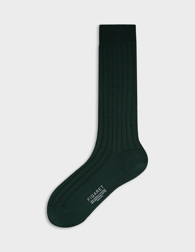 Chaussettes côtelées unies vert