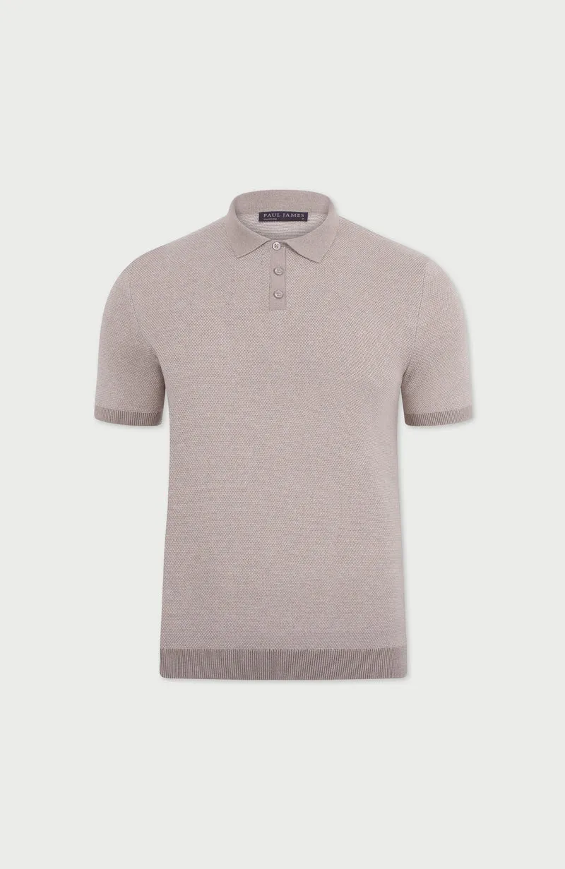 Mens Lightweight Cotton Textured Polo Shirt