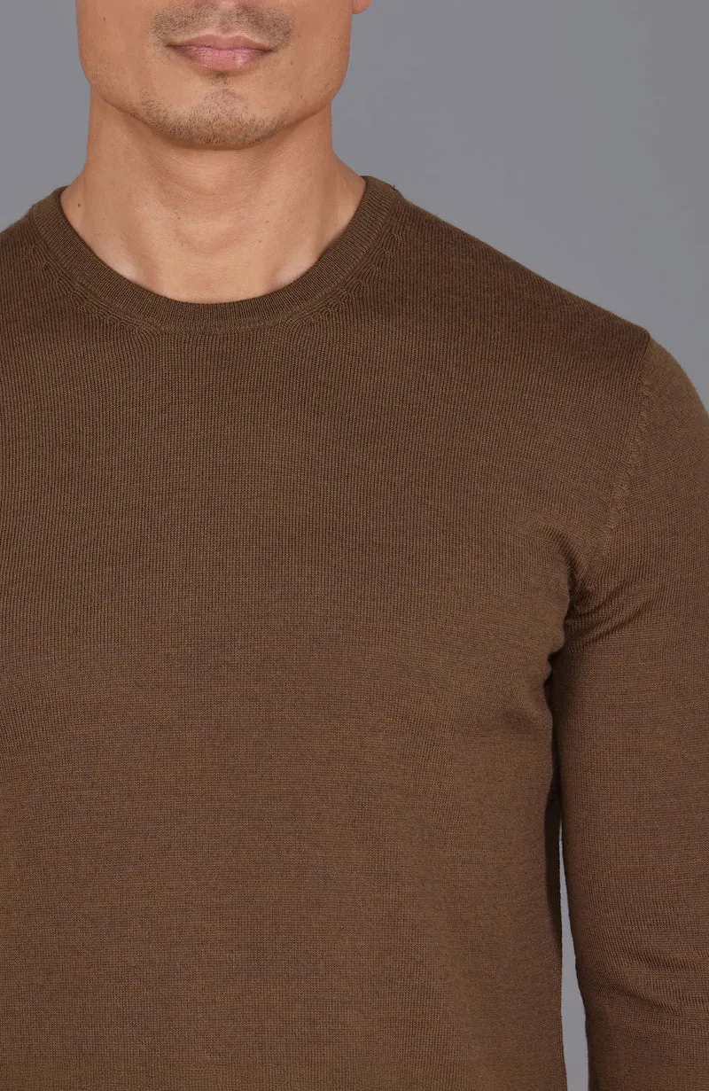 Rundhalspullover aus extrafeiner Merinowolle für Herren