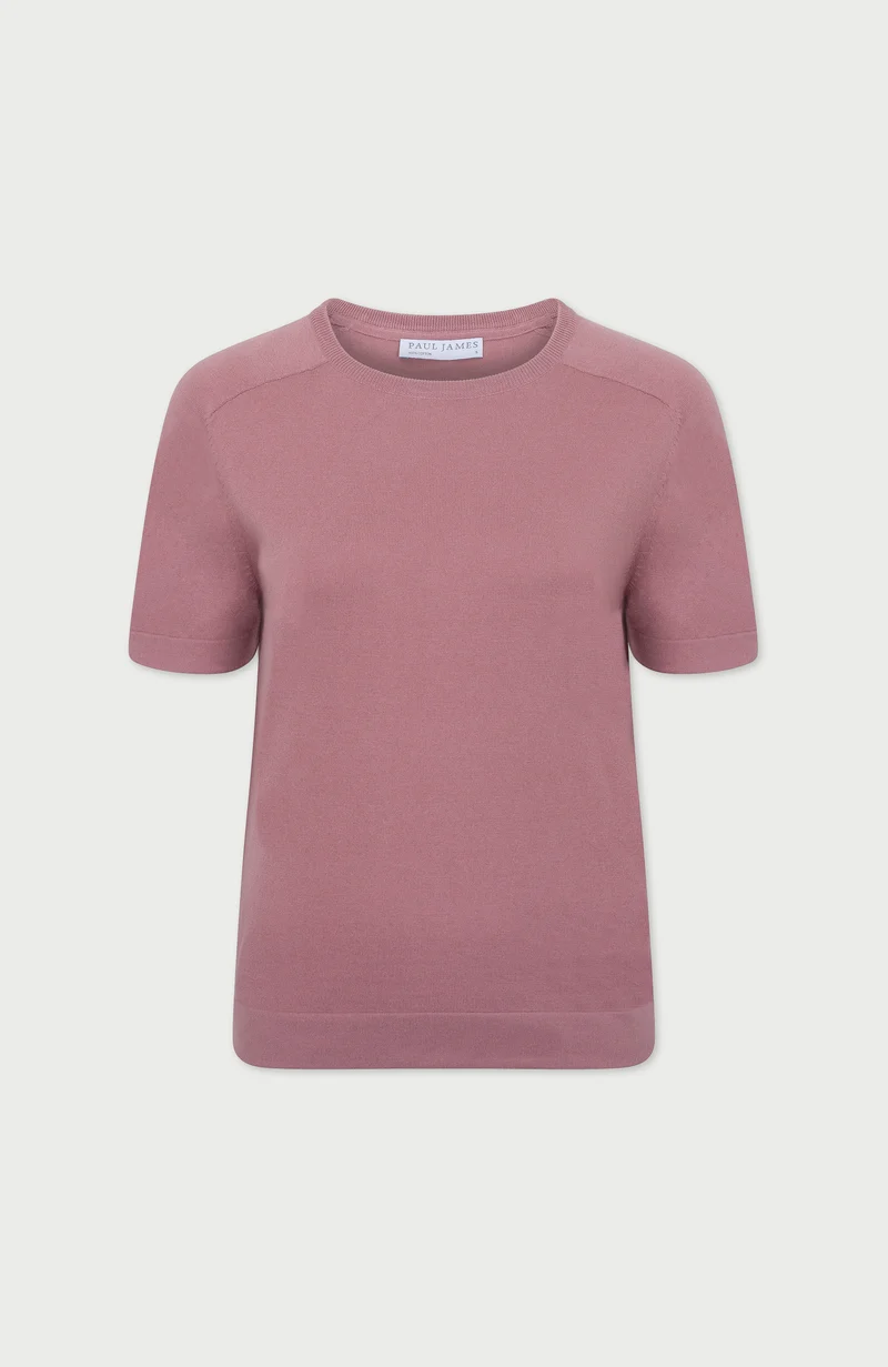 Womens Ultra Fine Cotton Saddle Shoulder Knitted T-Shirt