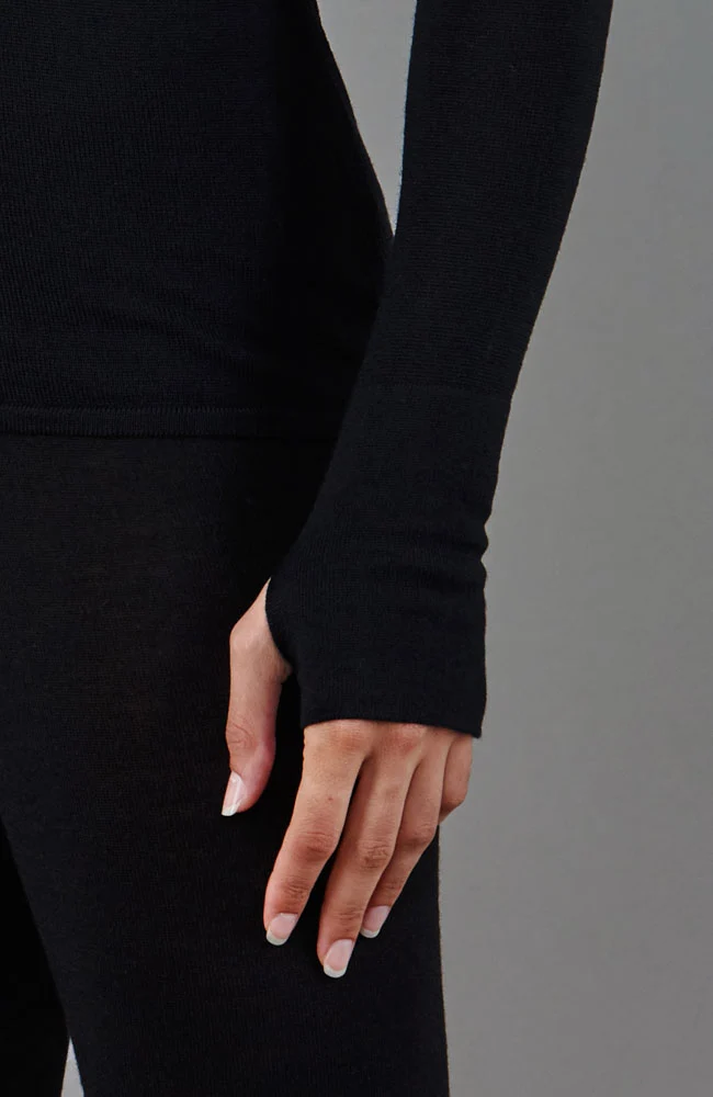 Schweres Activewear-Oberteil aus Merinowolle für Damen mit hohem Kragen