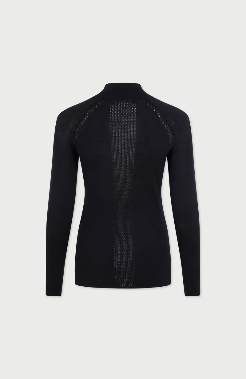 Schweres Activewear-Oberteil aus Merinowolle für Damen mit hohem Kragen