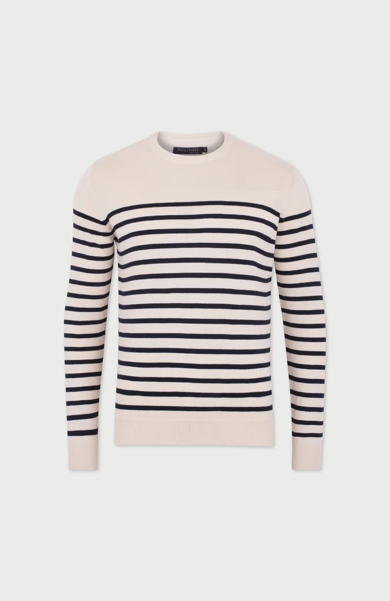 Gestreifter bretonischer Herrenpullover aus 100 % Baumwolle