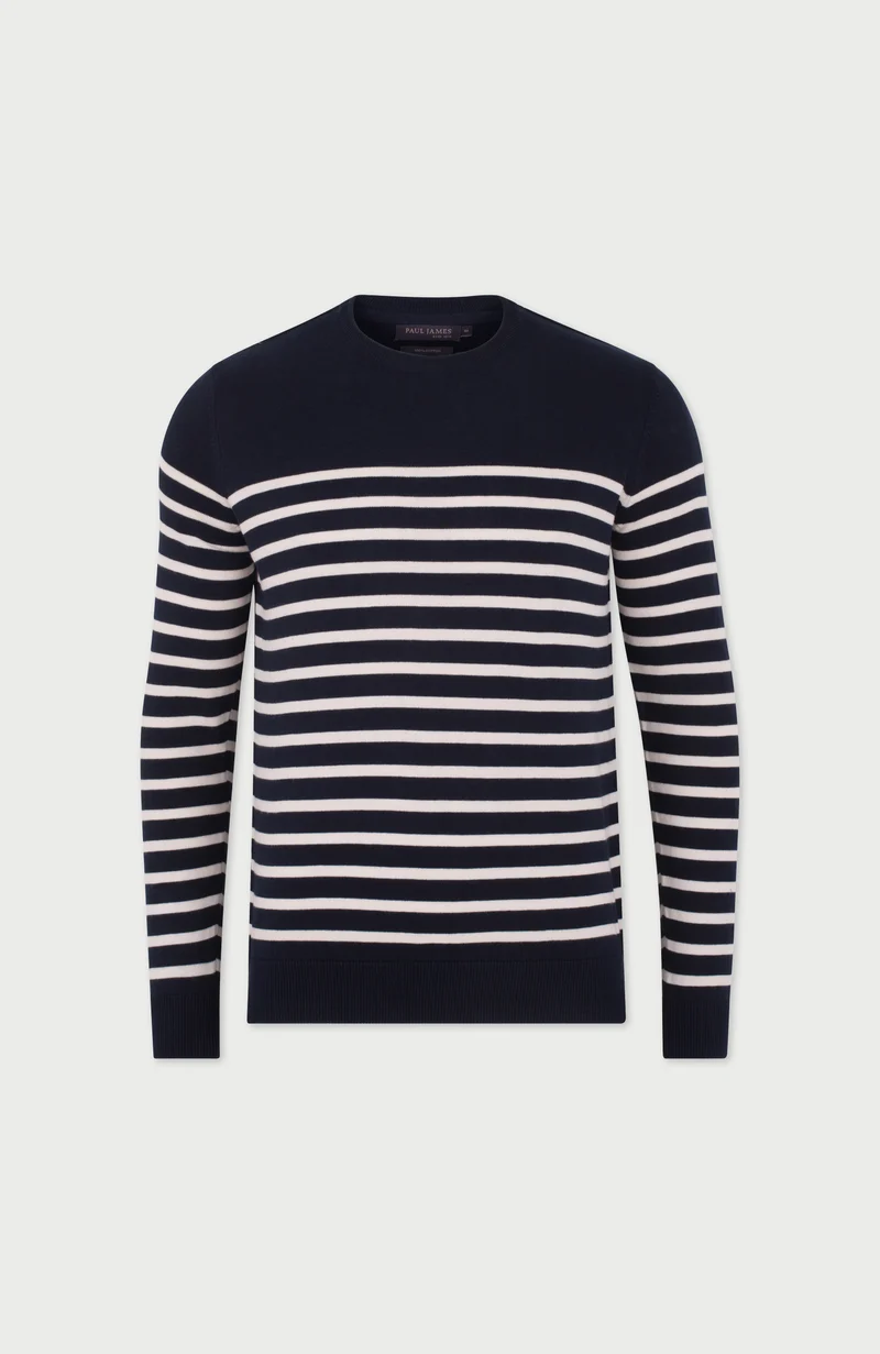 Gestreifter bretonischer Herrenpullover aus 100 % Baumwolle
