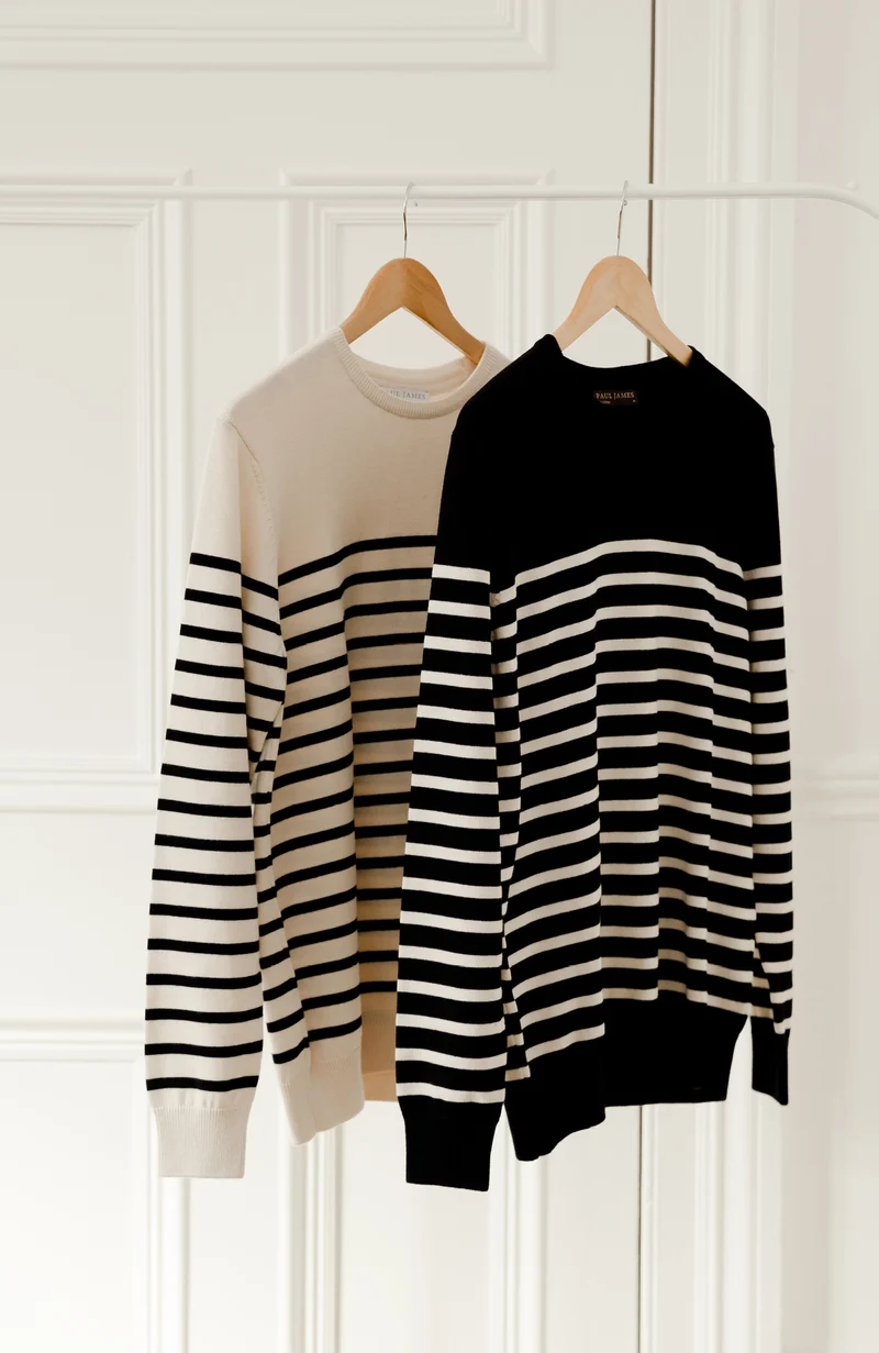 Gestreifter bretonischer Herrenpullover aus 100 % Baumwolle