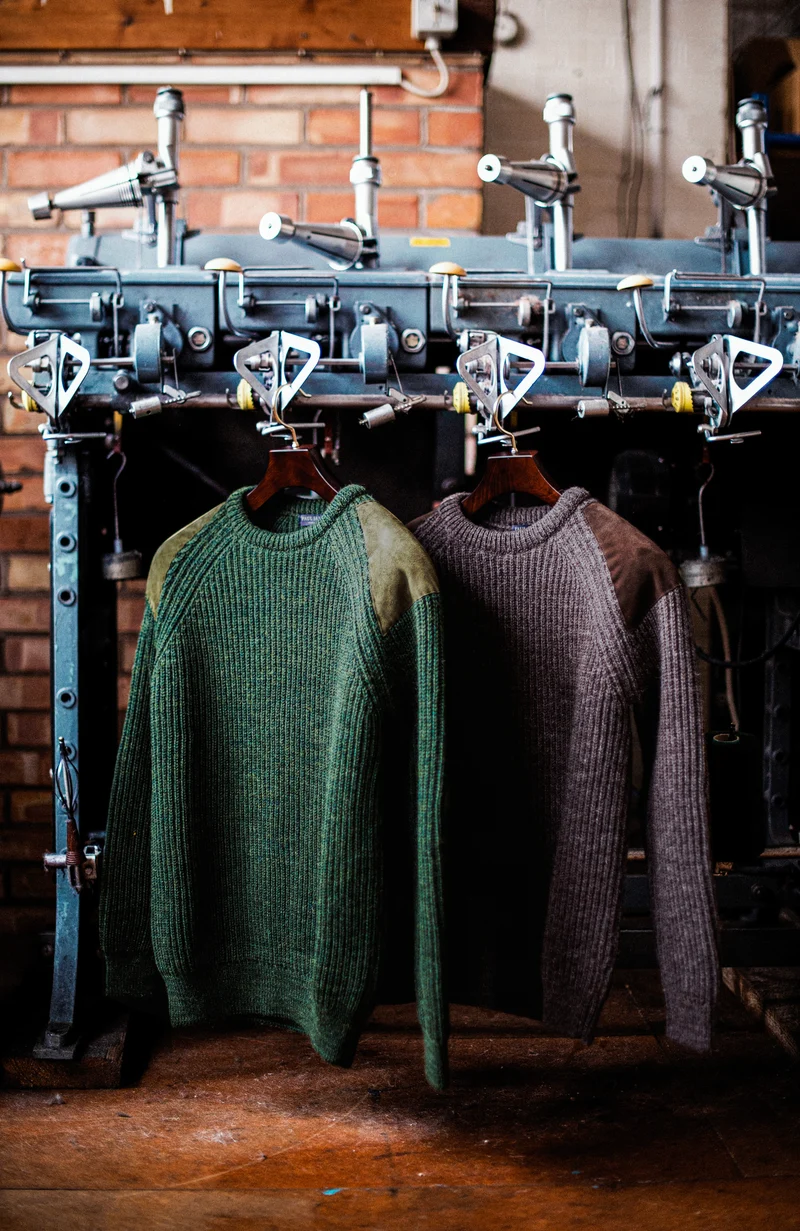 Grober Schießpullover aus gerippter britischer Wolle für Herren