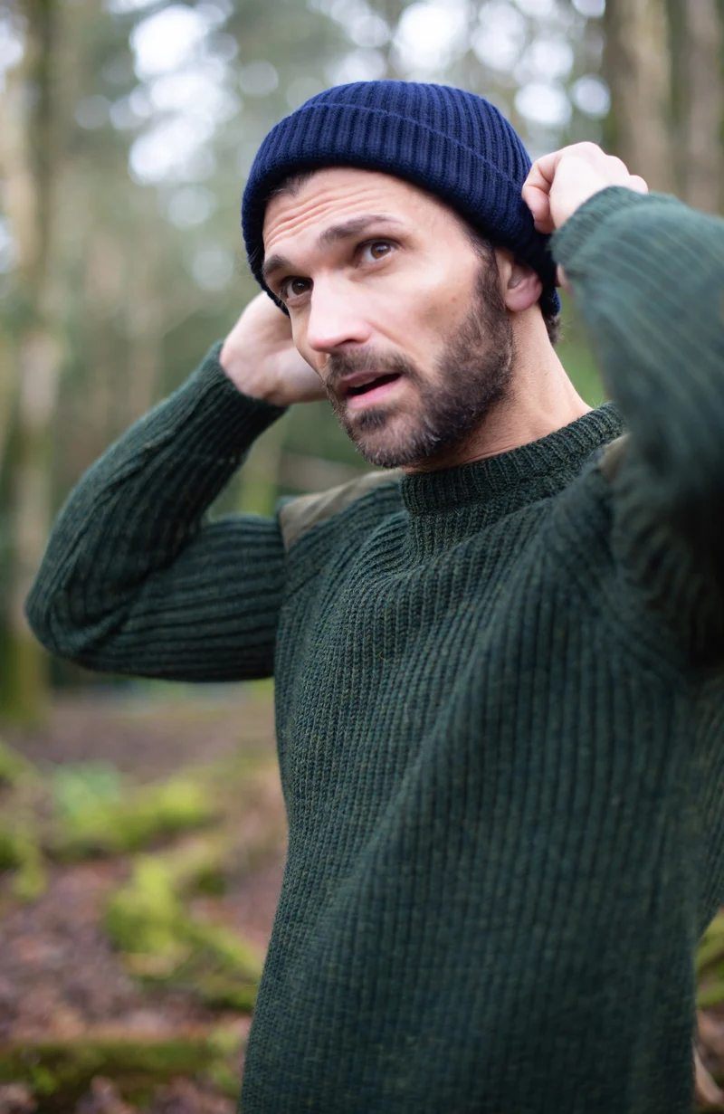 Grober Schießpullover aus gerippter britischer Wolle für Herren