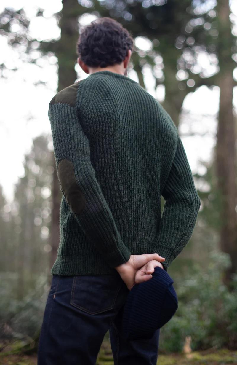 Grober Schießpullover aus gerippter britischer Wolle für Herren