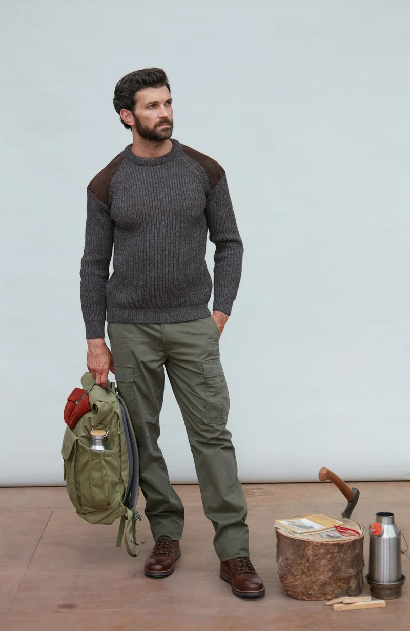 Grober Schießpullover aus gerippter britischer Wolle für Herren