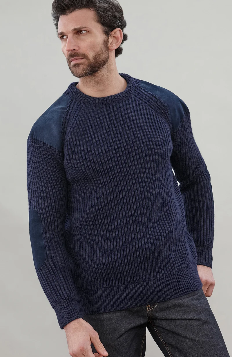 Grober Schießpullover aus gerippter britischer Wolle für Herren