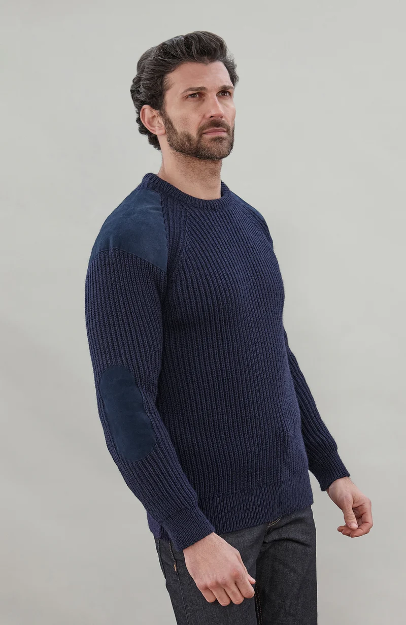 Grober Schießpullover aus gerippter britischer Wolle für Herren