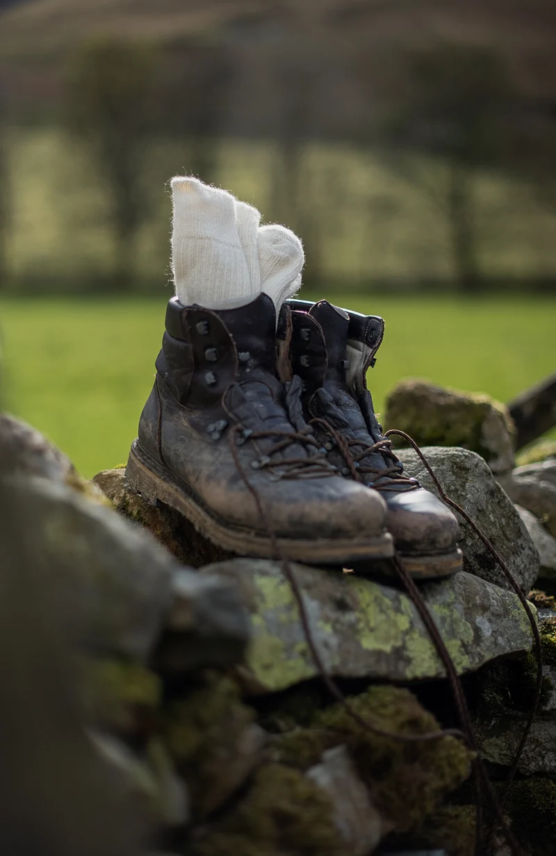 Wandersocken mit Alpaka-Kissensohle