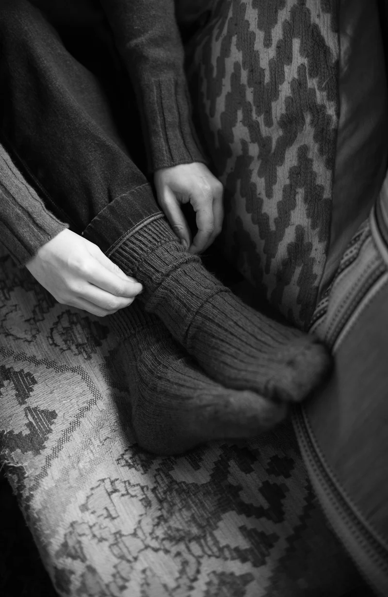 Wandersocken mit Alpaka-Kissensohle