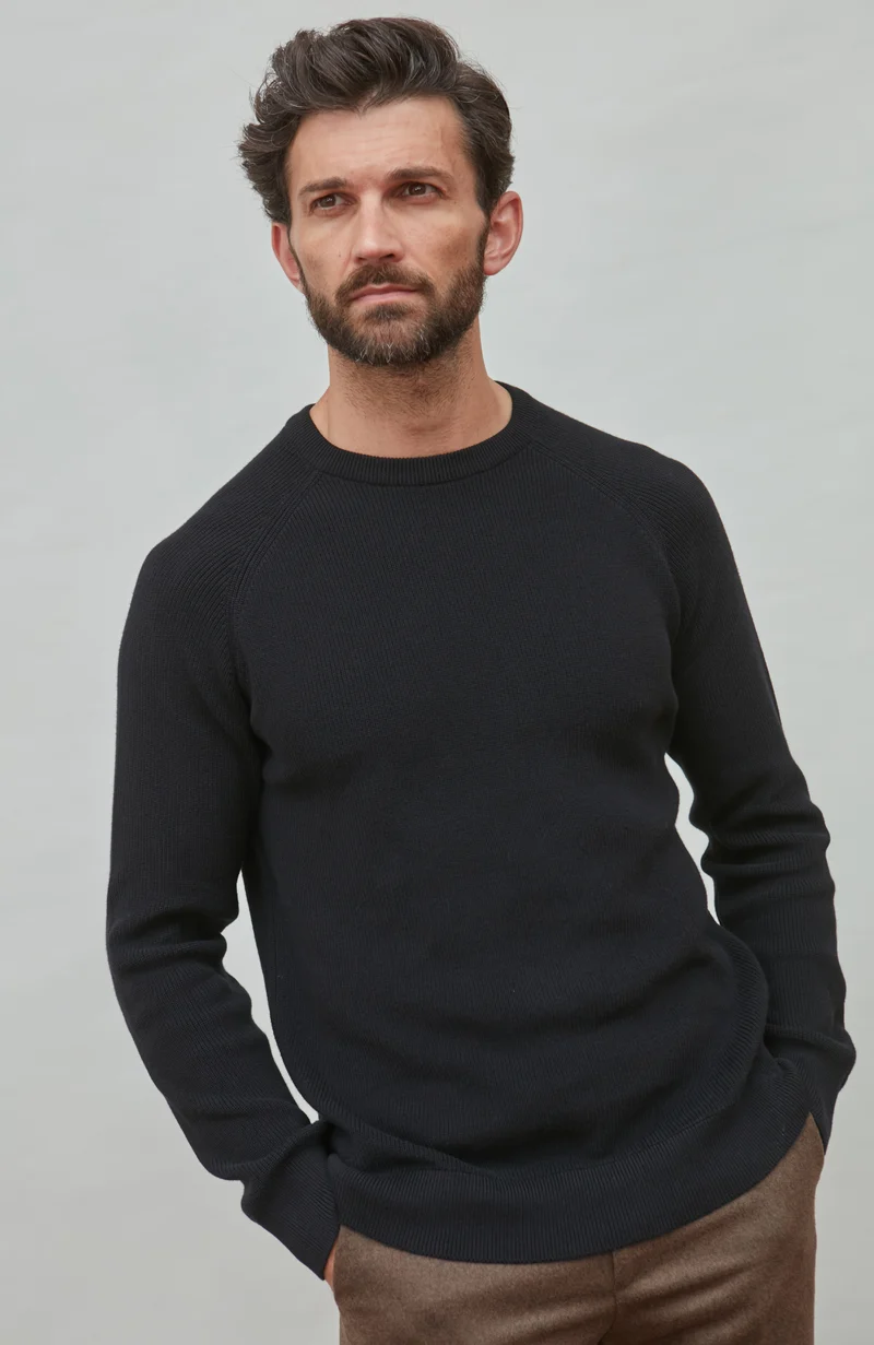 Leichter Herren-Fischerripppullover aus 100 % Baumwolle
