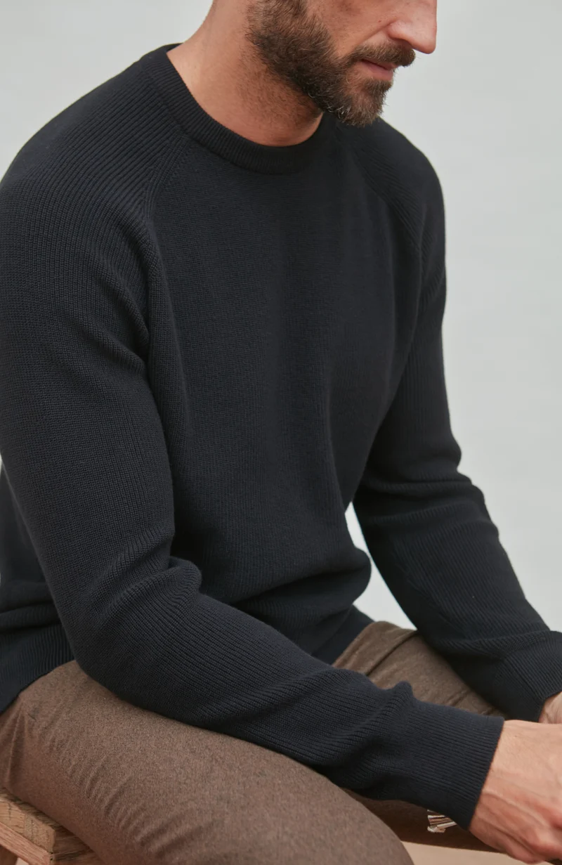 Leichter Herren-Fischerripppullover aus 100 % Baumwolle